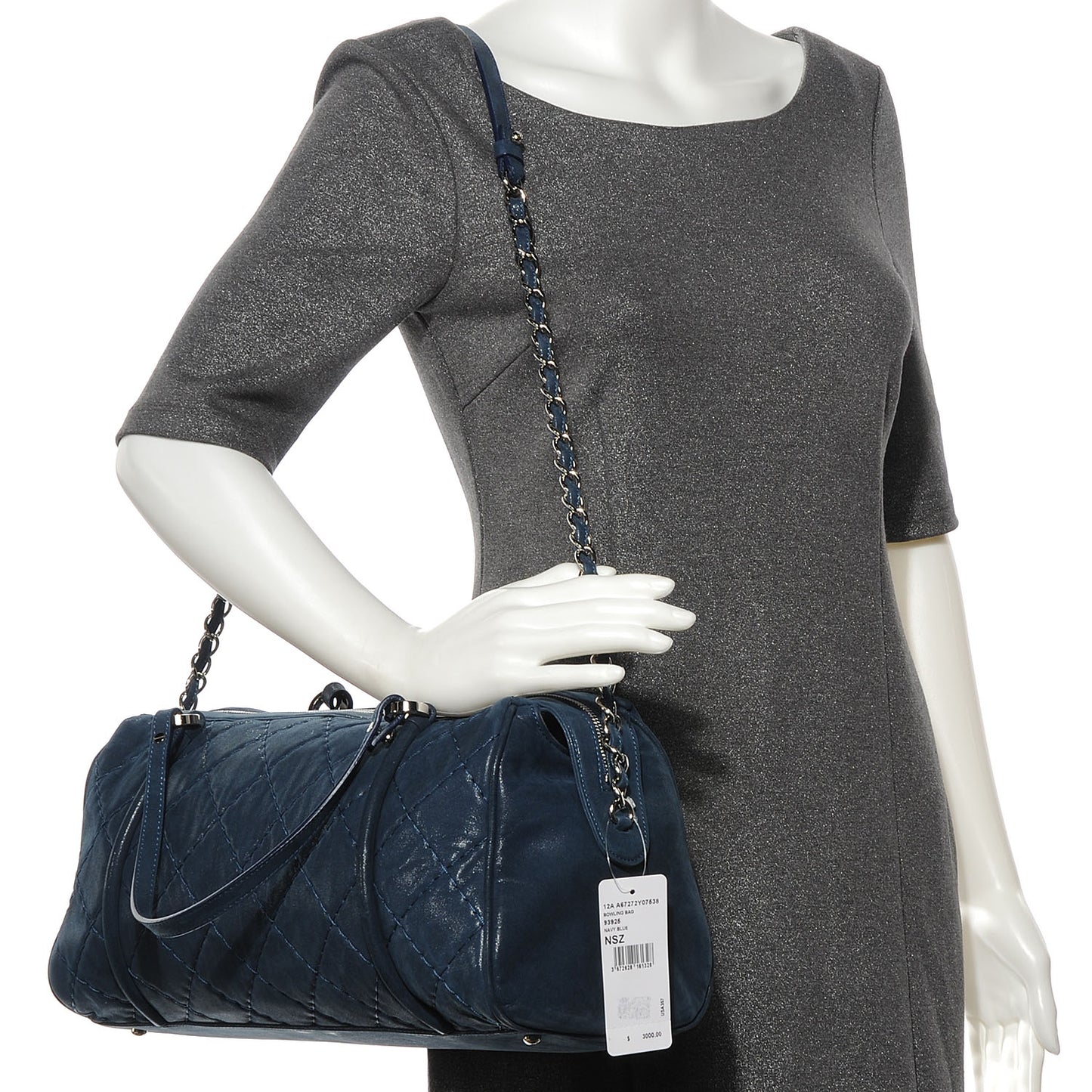 Quilted Iridescent Calfskin Relax CC Bowler Navy Blue