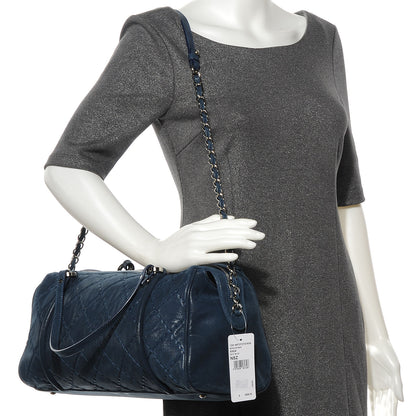 Chanel Quilted Iridescent Calfskin Relax CC Bowler Navy Blue 2 of 7