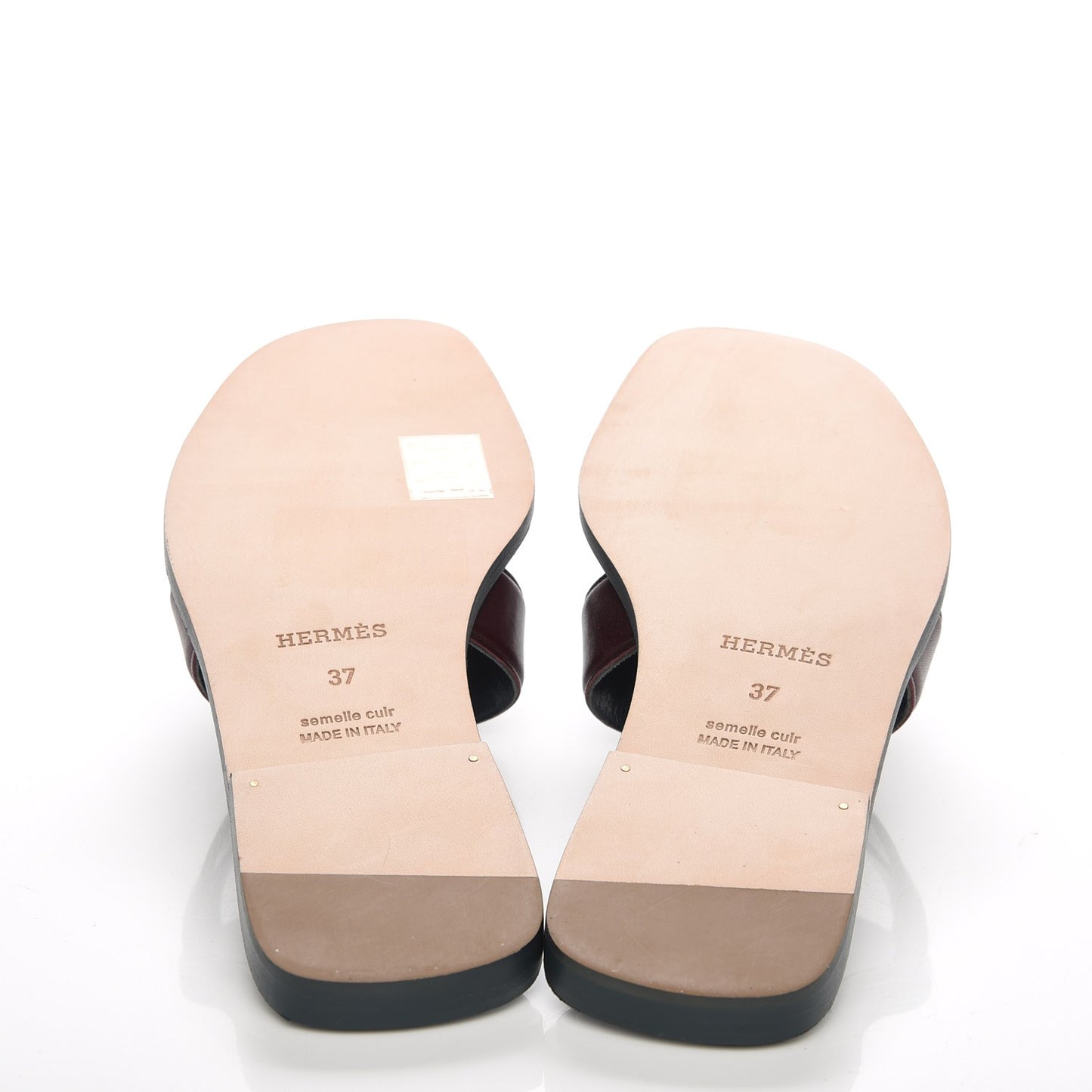 Box Calfskin Oran Sandals 37 Bleu Ardoise Bordeaux