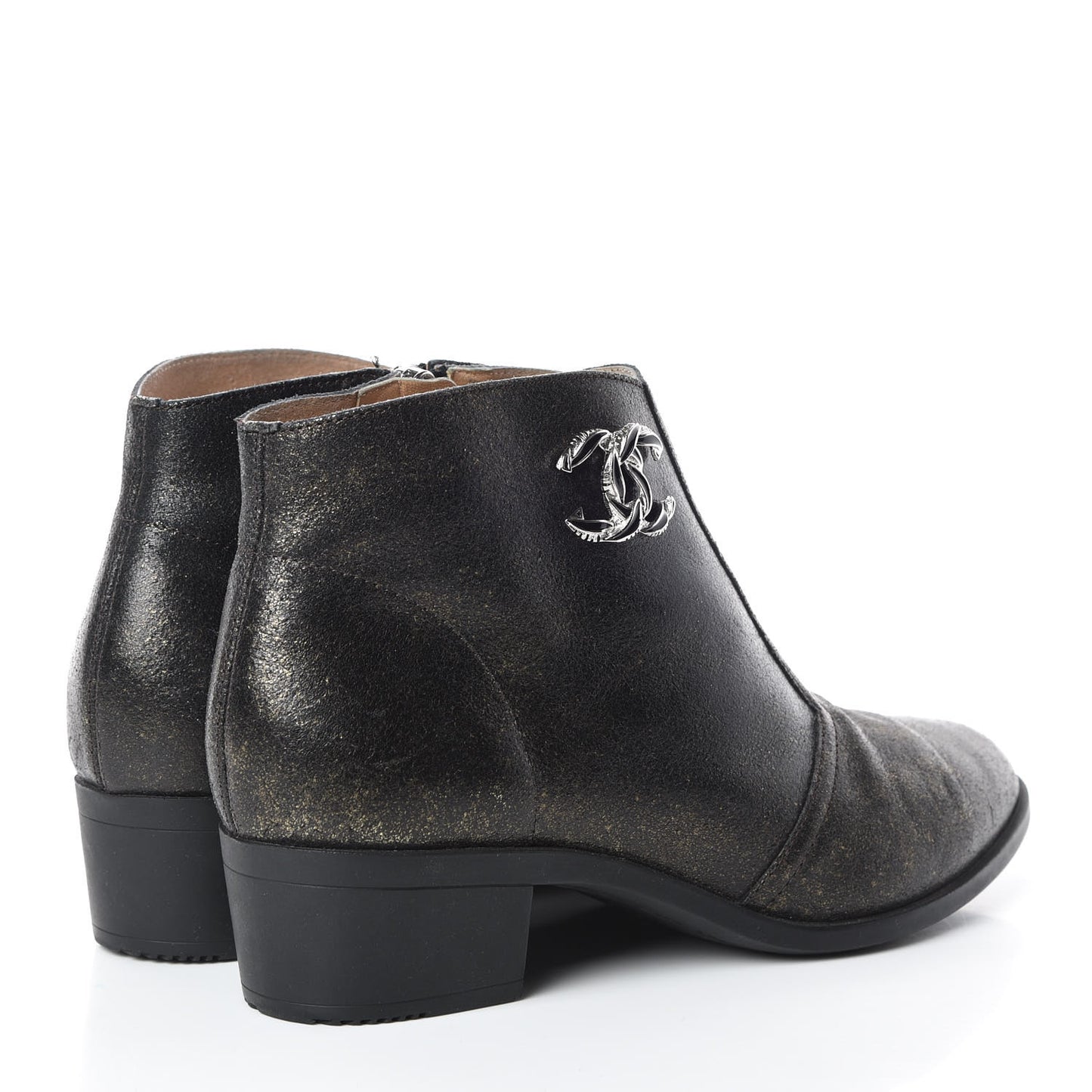 Metallic Fantasy Calfskin Ankle Boots 37.5 Dark Gold