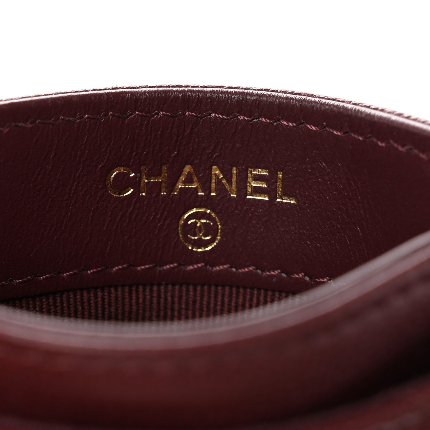 Caviar Quilted Studded CC Card Holder Burgundy