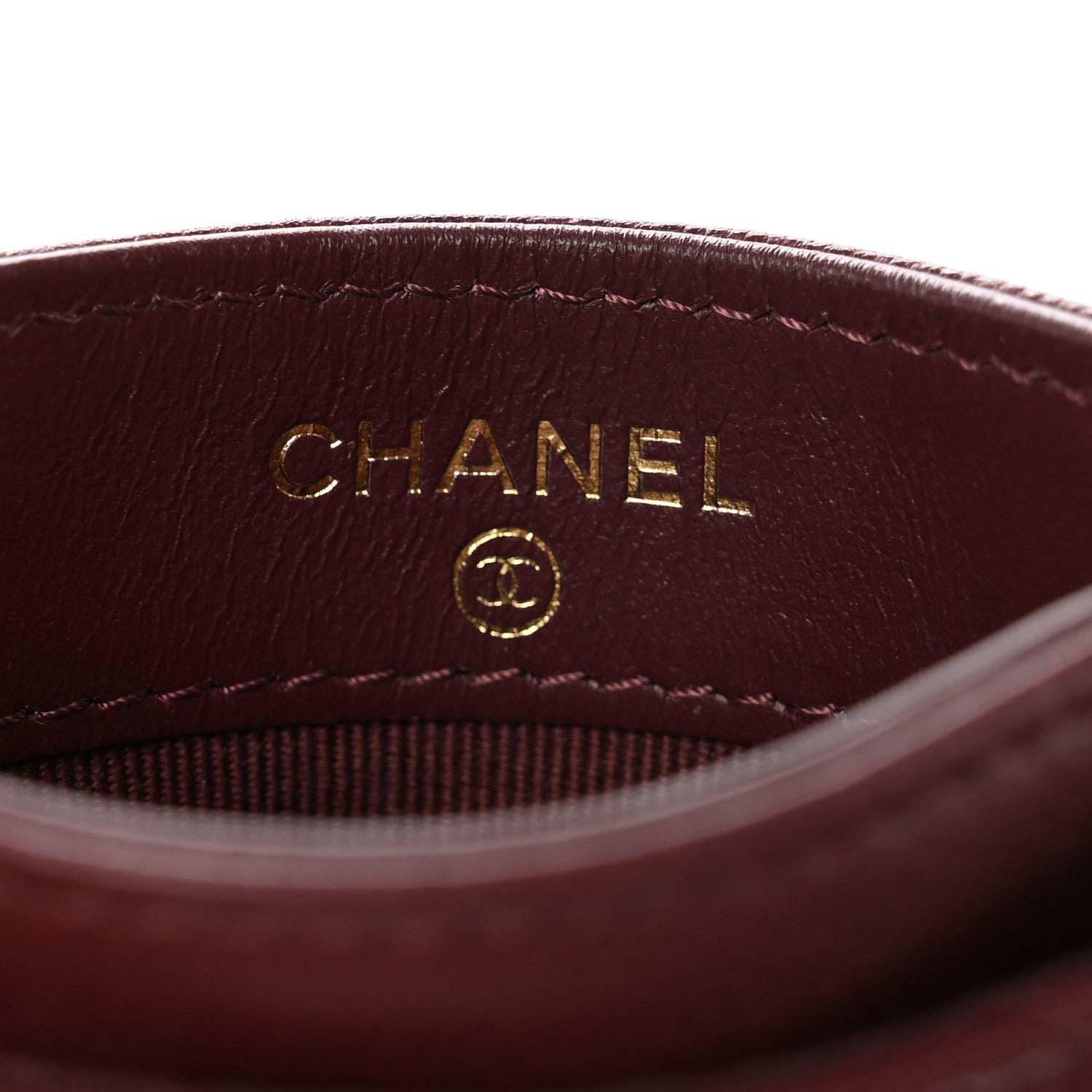 Chanel Caviar Quilted Studded CC Card Holder Burgundy 7 of 8