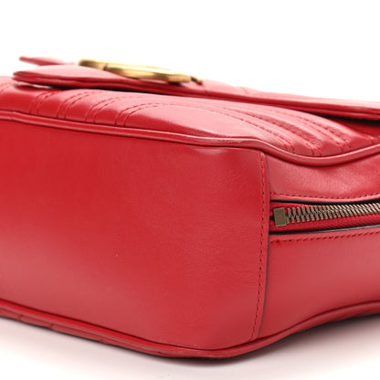 Gucci Calfskin Matelasse Sylvie Web Small GG Marmont Top Handle Shoulder Bag Hibiscus Red 9 of 11