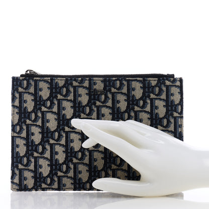 Christian Dior Oblique Zipped Pouch Clutch Blue 2 of 7