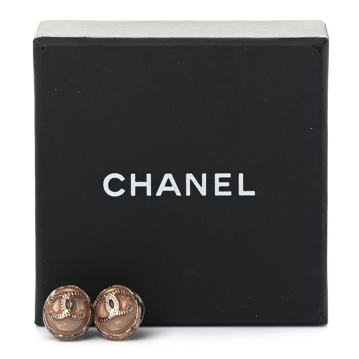 Resin CC Earrings Pink Gold