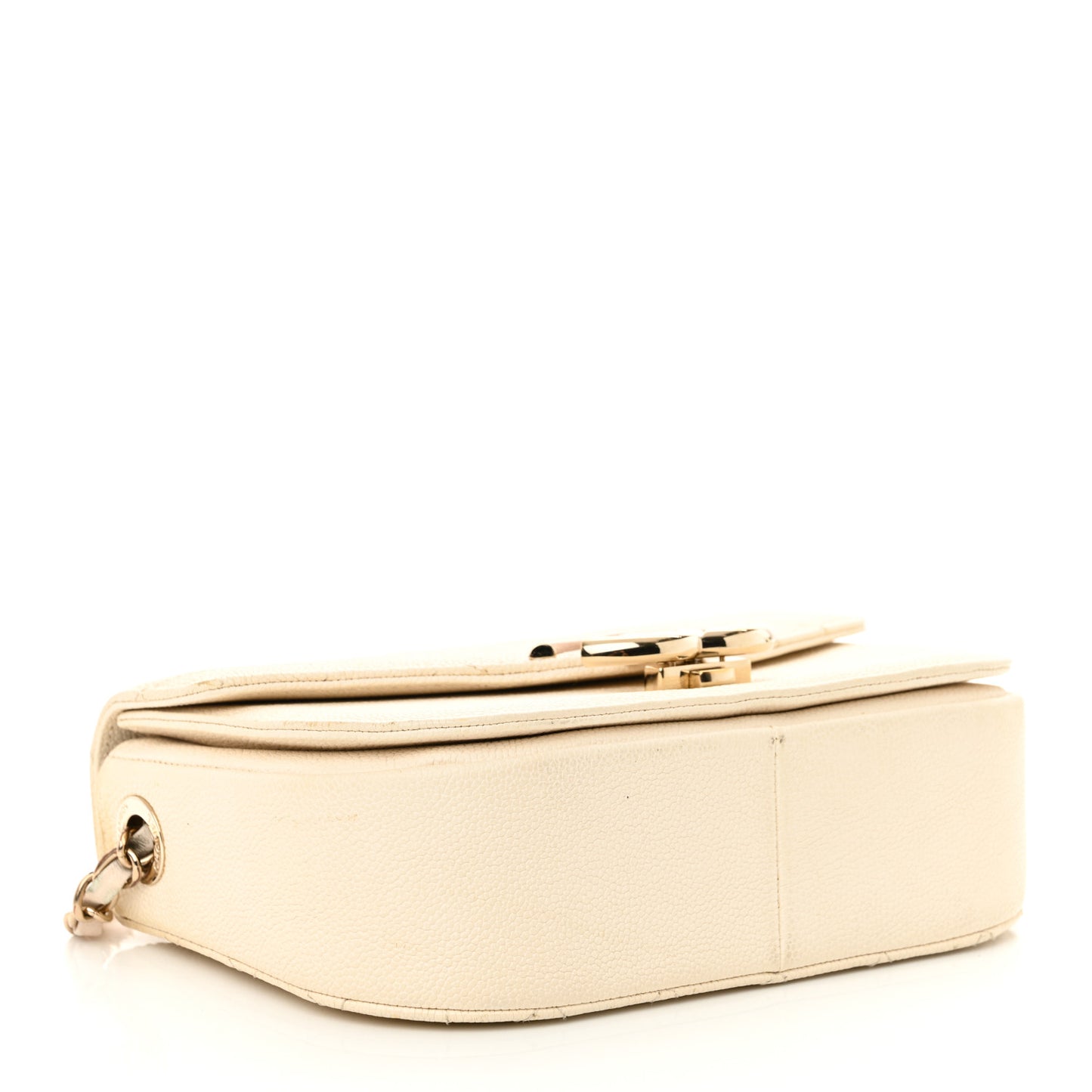 Grained Calfskin Quilted Small Cuba Top Handle Flap White