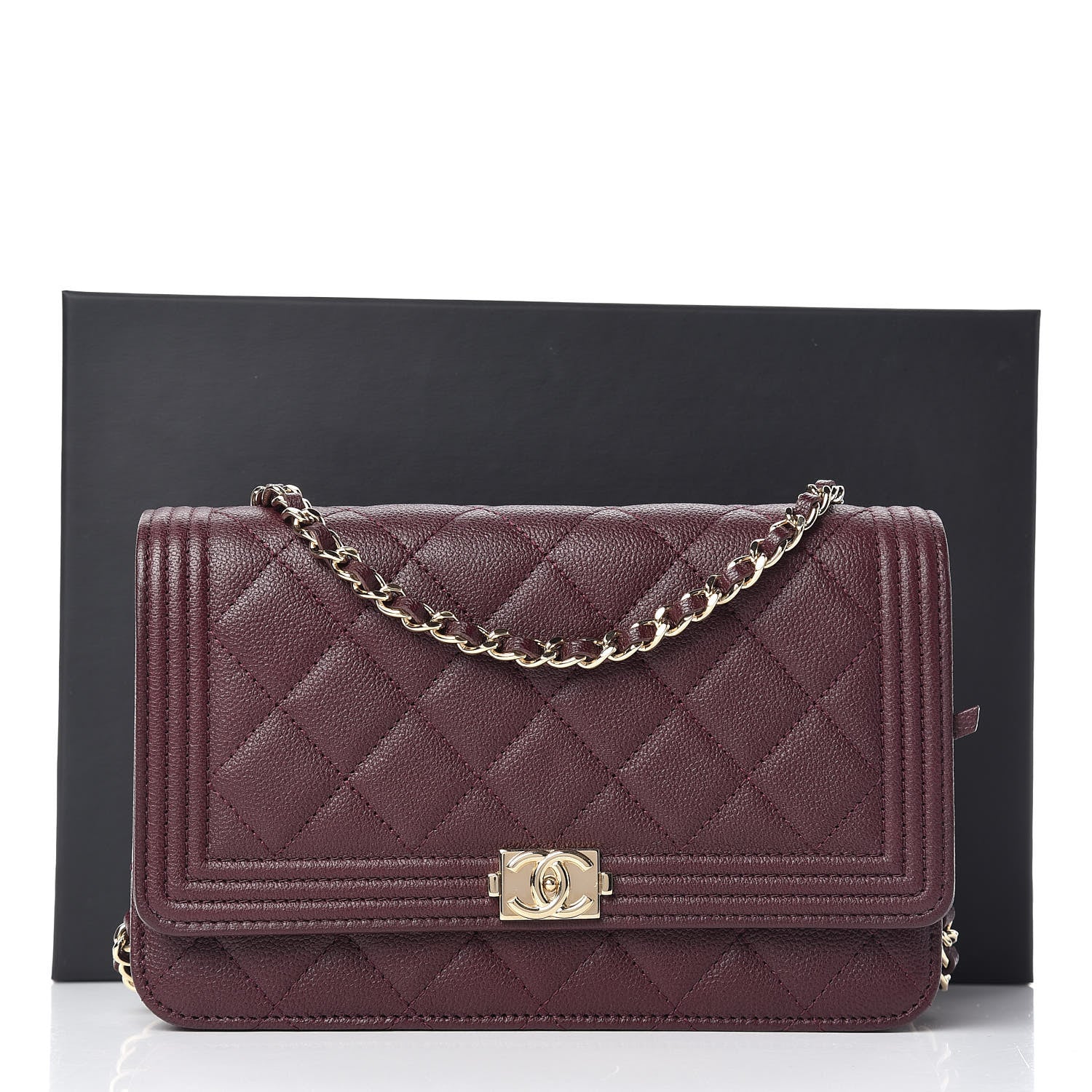Chanel Caviar Quilted Boy Wallet On Chain WOC Dark Purple 13 of 13