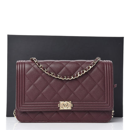 Chanel Caviar Quilted Boy Wallet On Chain WOC Dark Purple 13 of 13