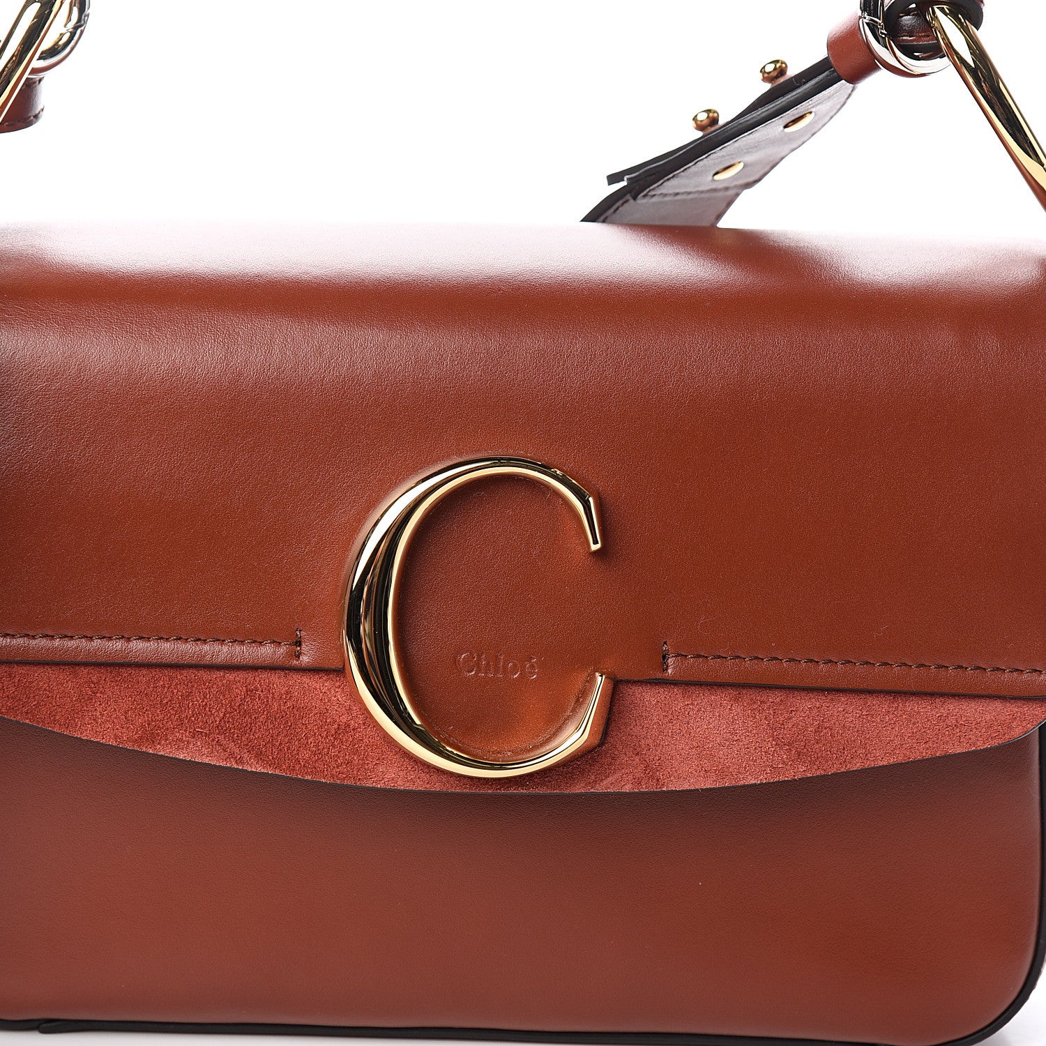 Chloe Calfskin Small C Double Carry Sepia Brown 9 of 9