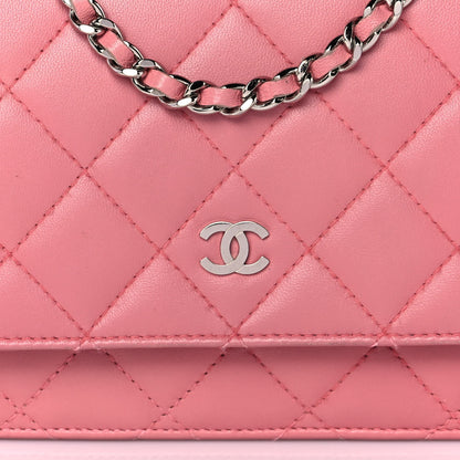 Chanel Lambskin Quilted Wallet on Chain WOC Pink 10 of 14
