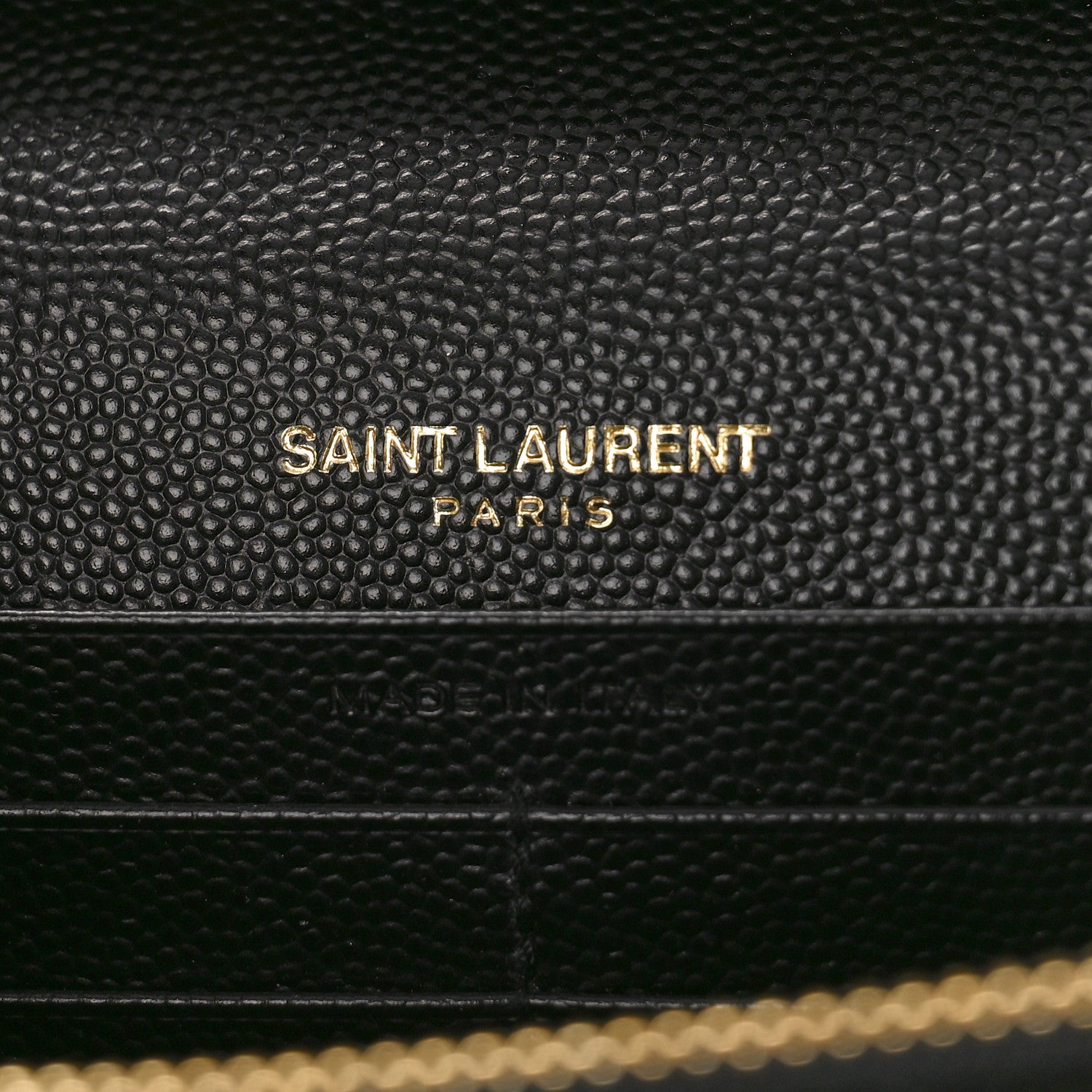 Saint Laurent Grain De Poudre Matelasse Chevron Monogram Chain Wallet Black 6 of 9