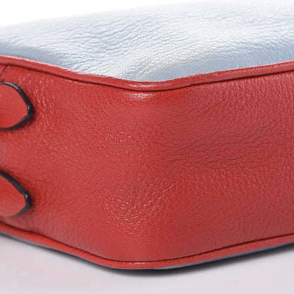 Miu Miu Goatskin Madras Double Zip Crossbody Bag Rosso Cielo 8 of 13