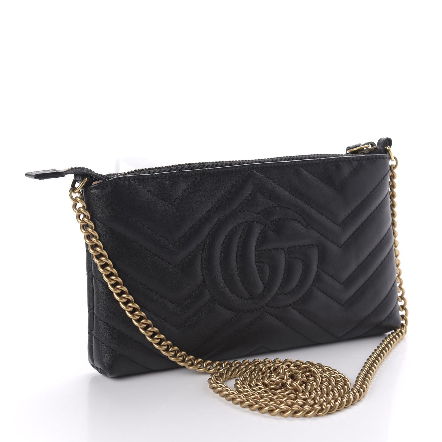 Calfskin Matelasse Mini GG Marmont Chain Bag Black