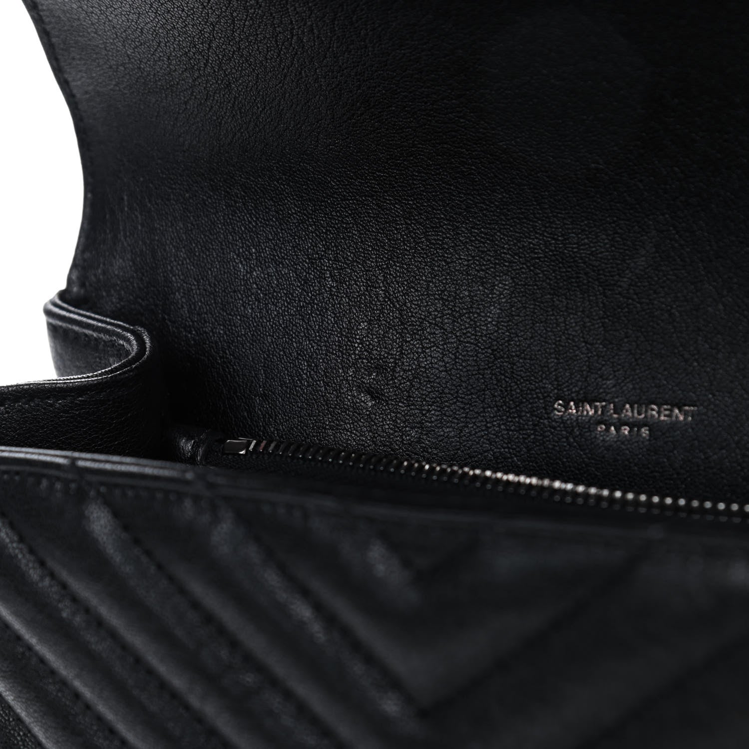 Saint Laurent Sheepskin Matelasse Chevron Monogram Medium College Bag Black 5 of 5