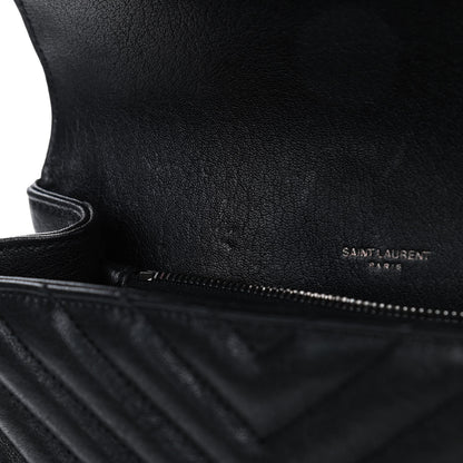 Saint Laurent Sheepskin Matelasse Chevron Monogram Medium College Bag Black 5 of 5