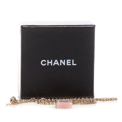 Chanel Resin Baguette Crystal Geometric Square CC Necklace Rose Pink 6 of 6