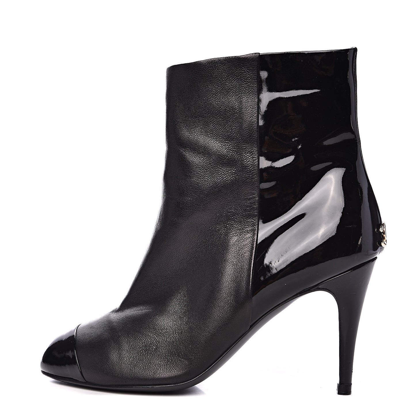Patent Cap Toe Booties 38.5 Black