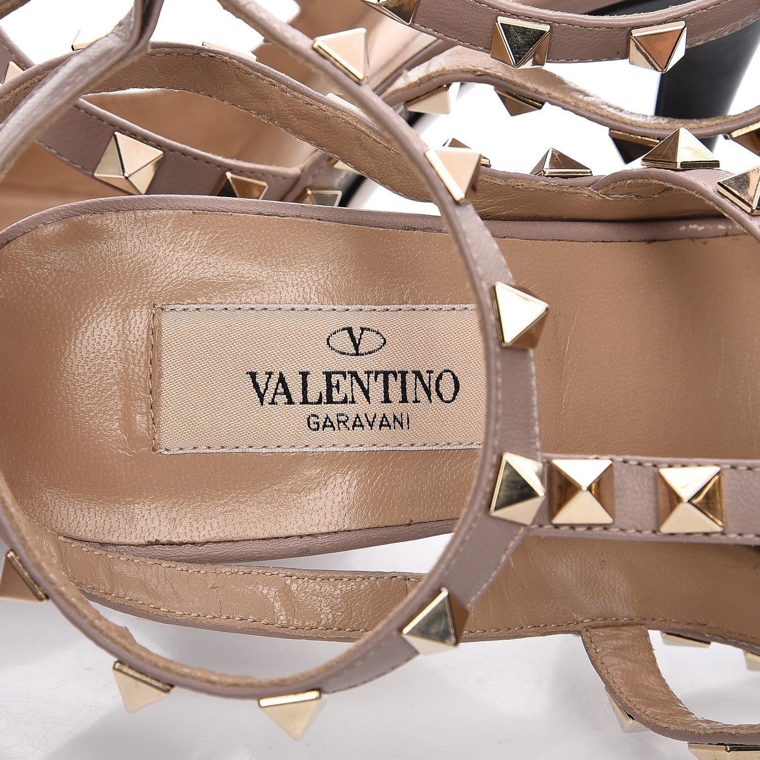 Valentino Garavani Nappa Rockstud Ankle Strap Pumps 36 Black Poudre 7 of 8