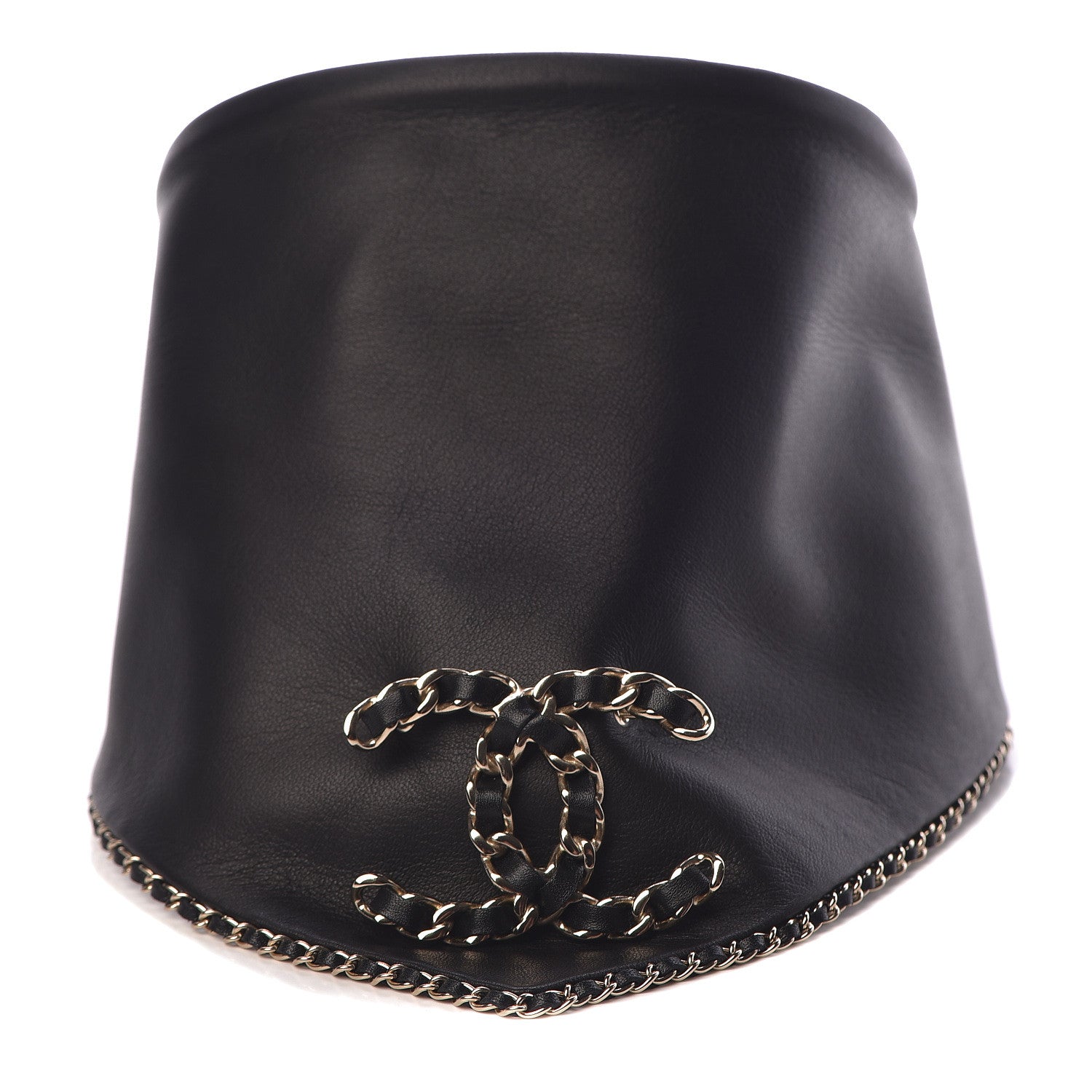 Chanel Lambskin Calfskin Chain CC Bandana Black Gold 1 of 12