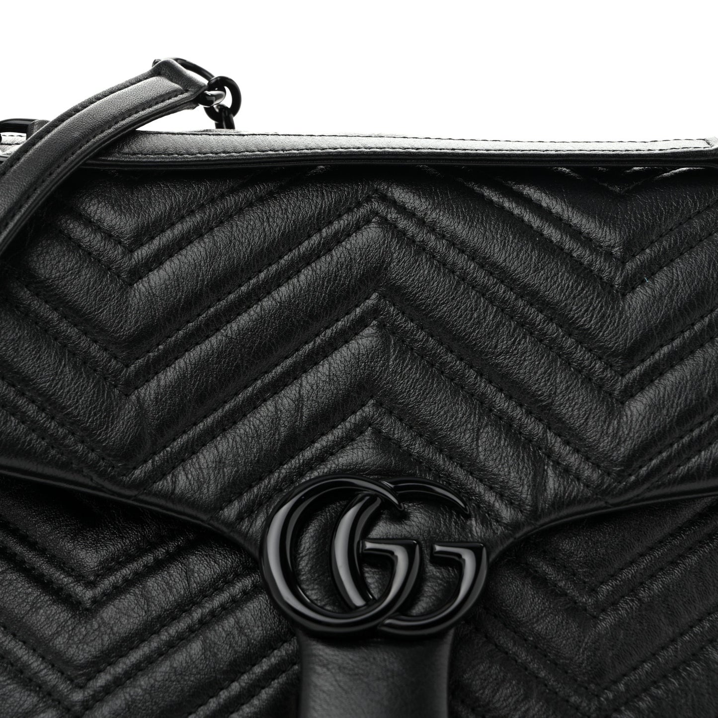 Soft Calfskin Matelasse Monochrome Medium GG Marmont Shoulder Bag Black