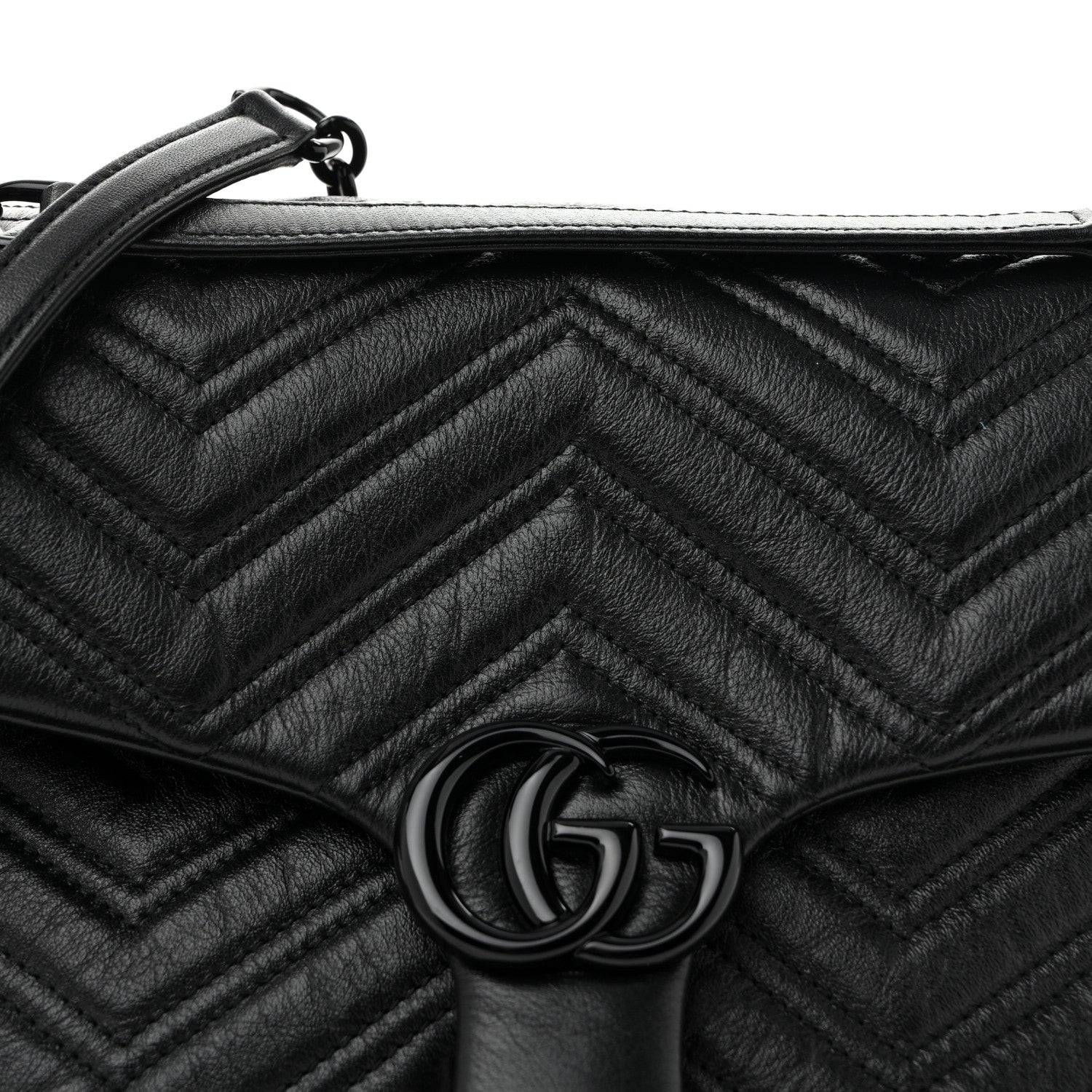 Gucci Soft Calfskin Matelasse Monochrome Medium GG Marmont Shoulder Bag Black 7 of 10