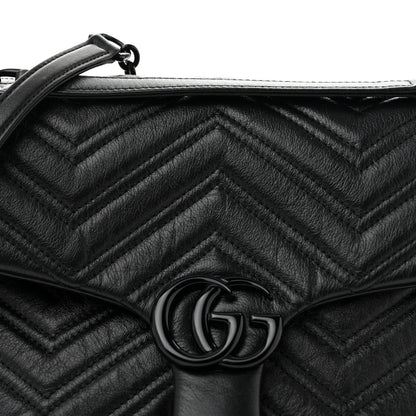 Gucci Soft Calfskin Matelasse Monochrome Medium GG Marmont Shoulder Bag Black 7 of 10