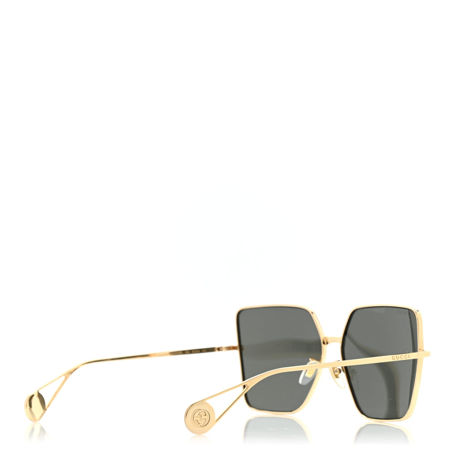 Square Frame GG0436S Sunglasses Black Gold