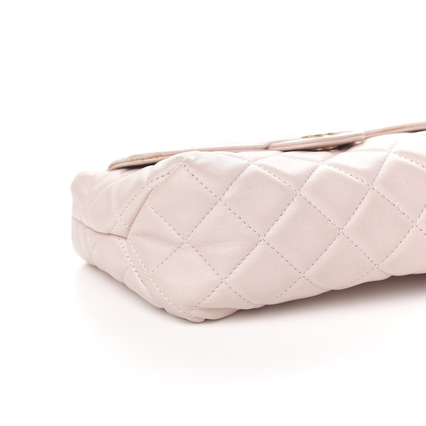 Lambskin Quilted Flap Cosmetic Case Light Pink