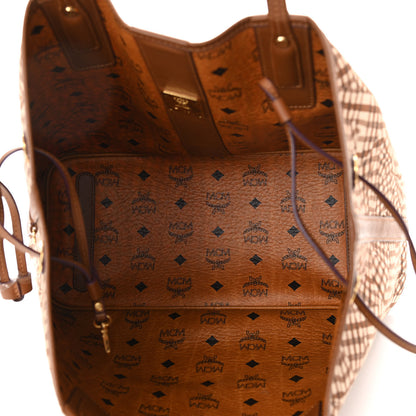 MCM Visetos Medium Liz Reversible Shopper Tote Cognac 8 of 15