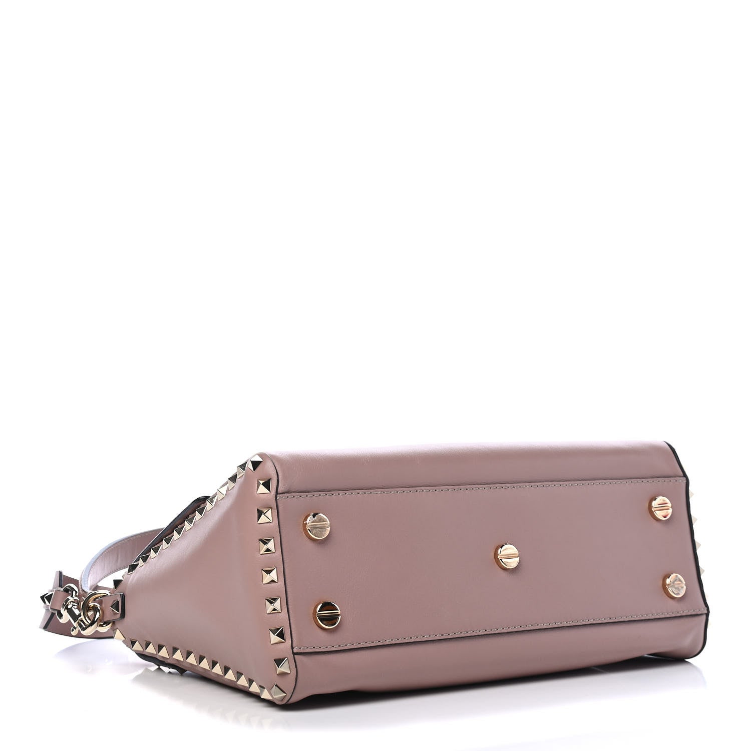 Valentino Garavani Smooth Calfskin Rockstud Top Handle Shoulder Bag Beige 4 of 9