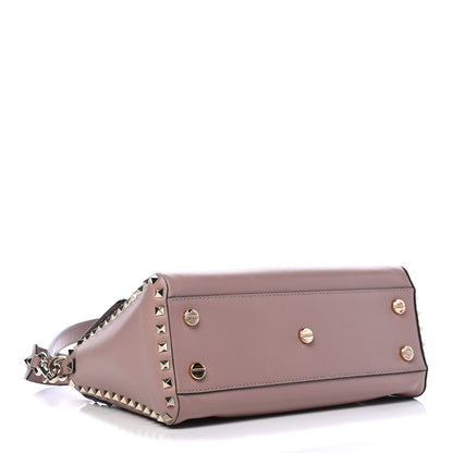 Valentino Garavani Smooth Calfskin Rockstud Top Handle Shoulder Bag Beige 4 of 9