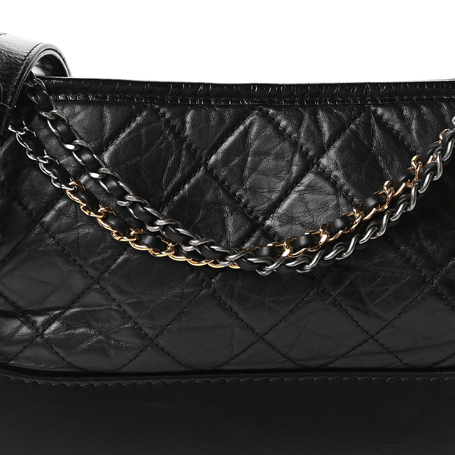 Aged Calfskin Quilted Small Gabrielle Logo Hobo Black