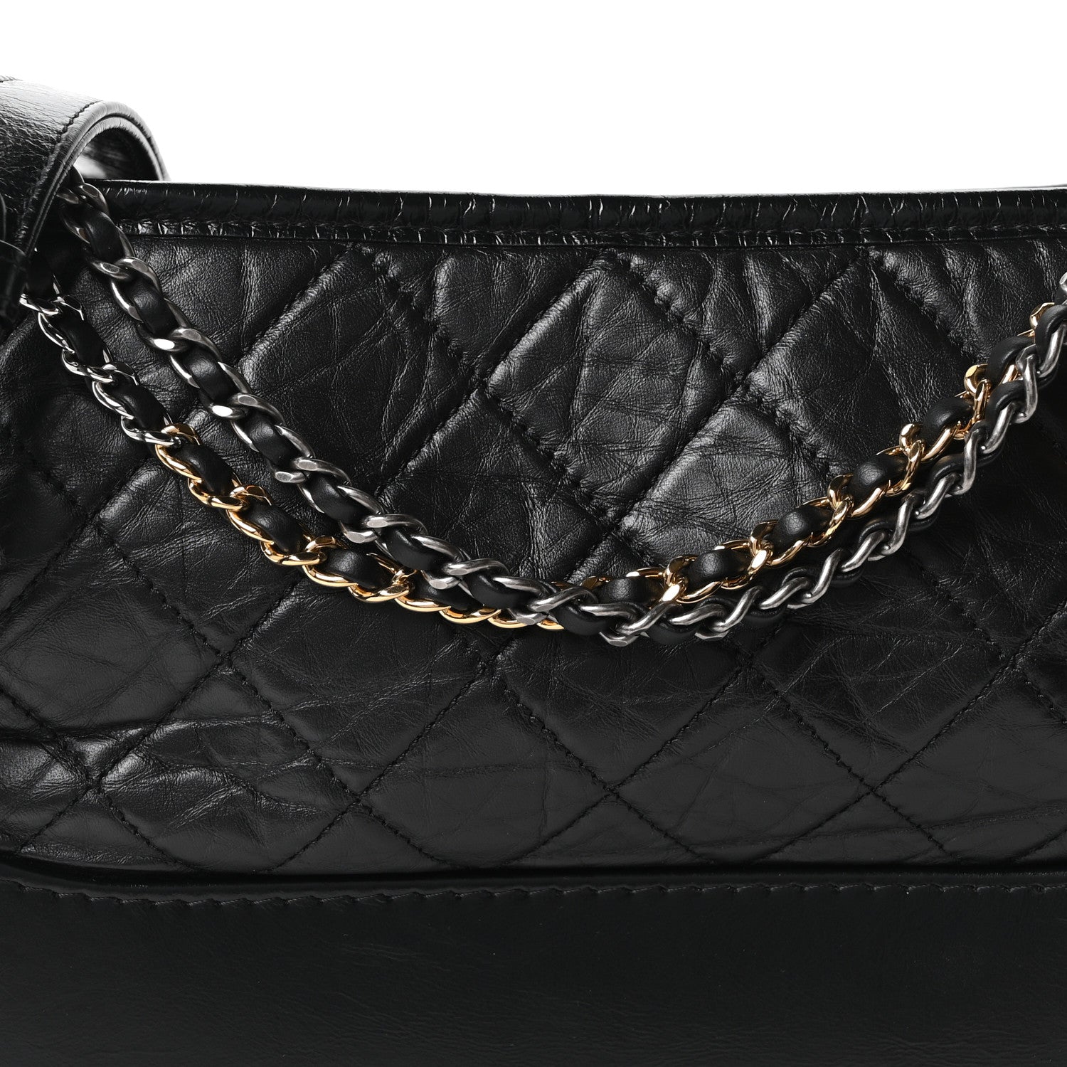 Chanel Aged Calfskin Quilted Small Gabrielle Logo Hobo Black 7 of 9