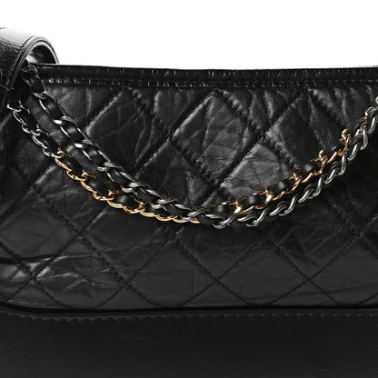 Chanel Aged Calfskin Quilted Small Gabrielle Logo Hobo Black 7 of 9