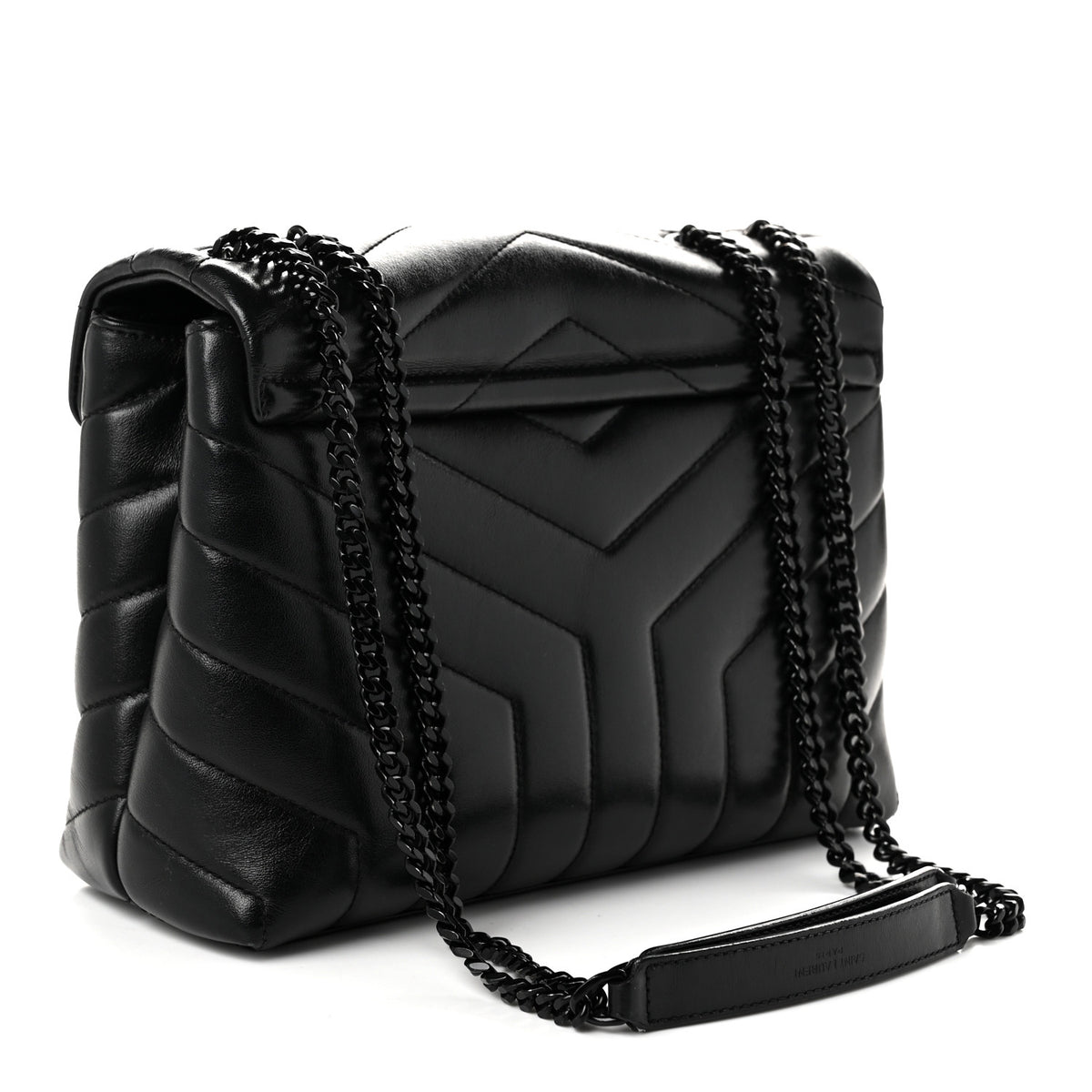 Saint Laurent Calfskin Y Quilted Monogram Monochrome Small Loulou Chain Satchel Black 3 of 11