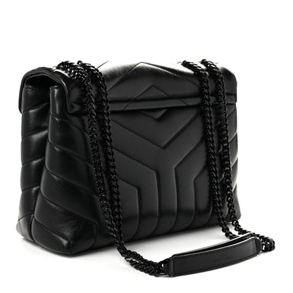 Saint Laurent Calfskin Y Quilted Monogram Monochrome Small Loulou Chain Satchel Black 3 of 11