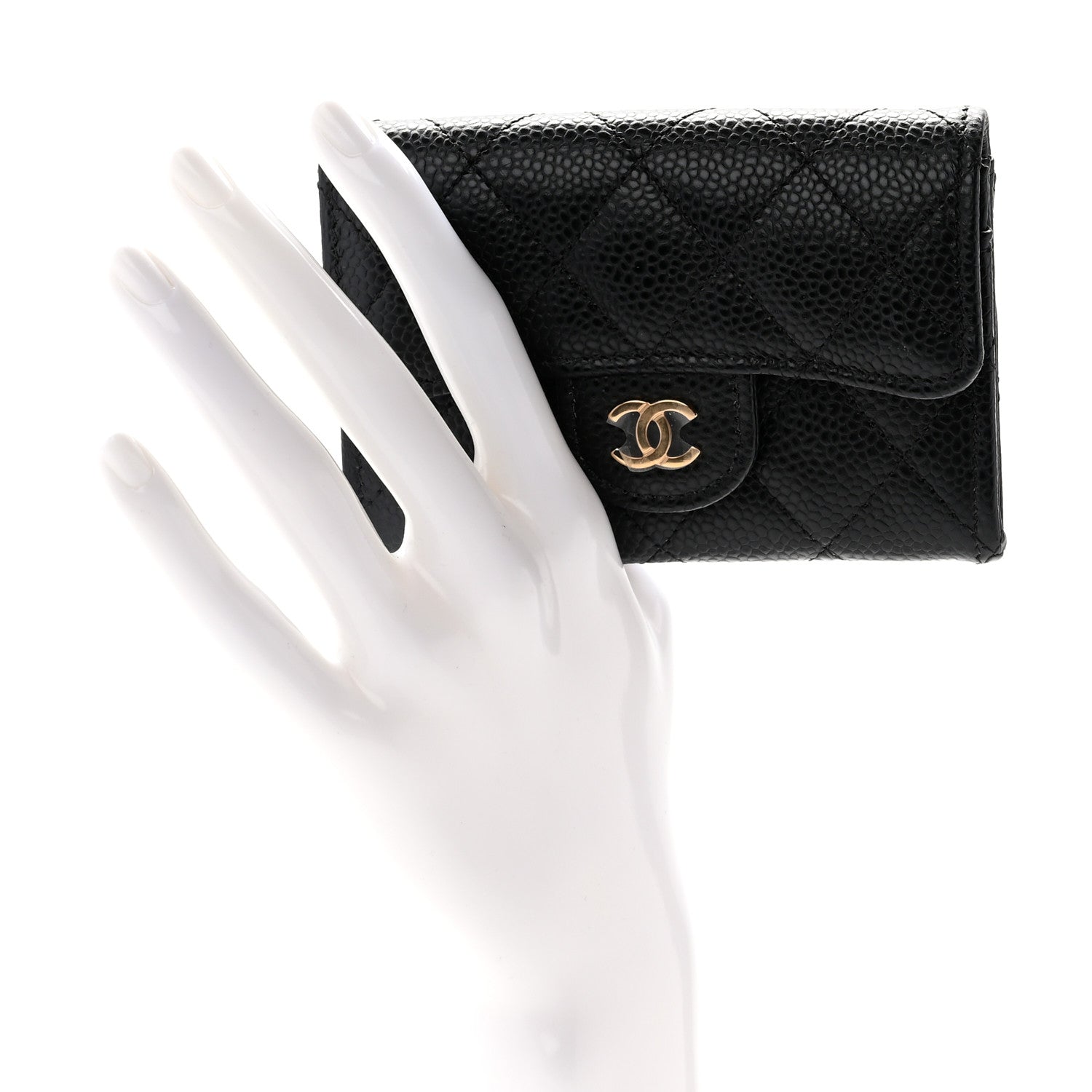 Chanel Caviar Quilted Flap Card Holder Wallet Black 2 of 10