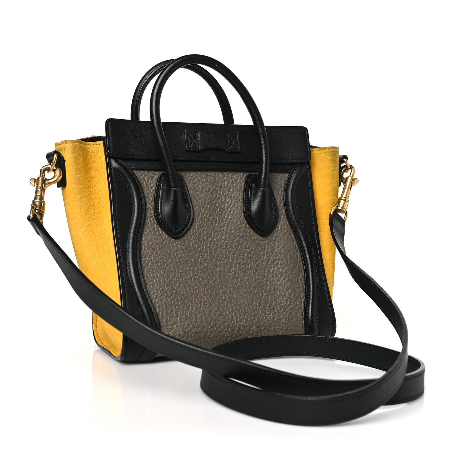 Drummed Calfskin Suede Nano Tri-Color Luggage Amber