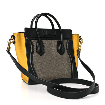 Celine Drummed Calfskin Suede Nano Tri-Color Luggage Amber 3 of 11