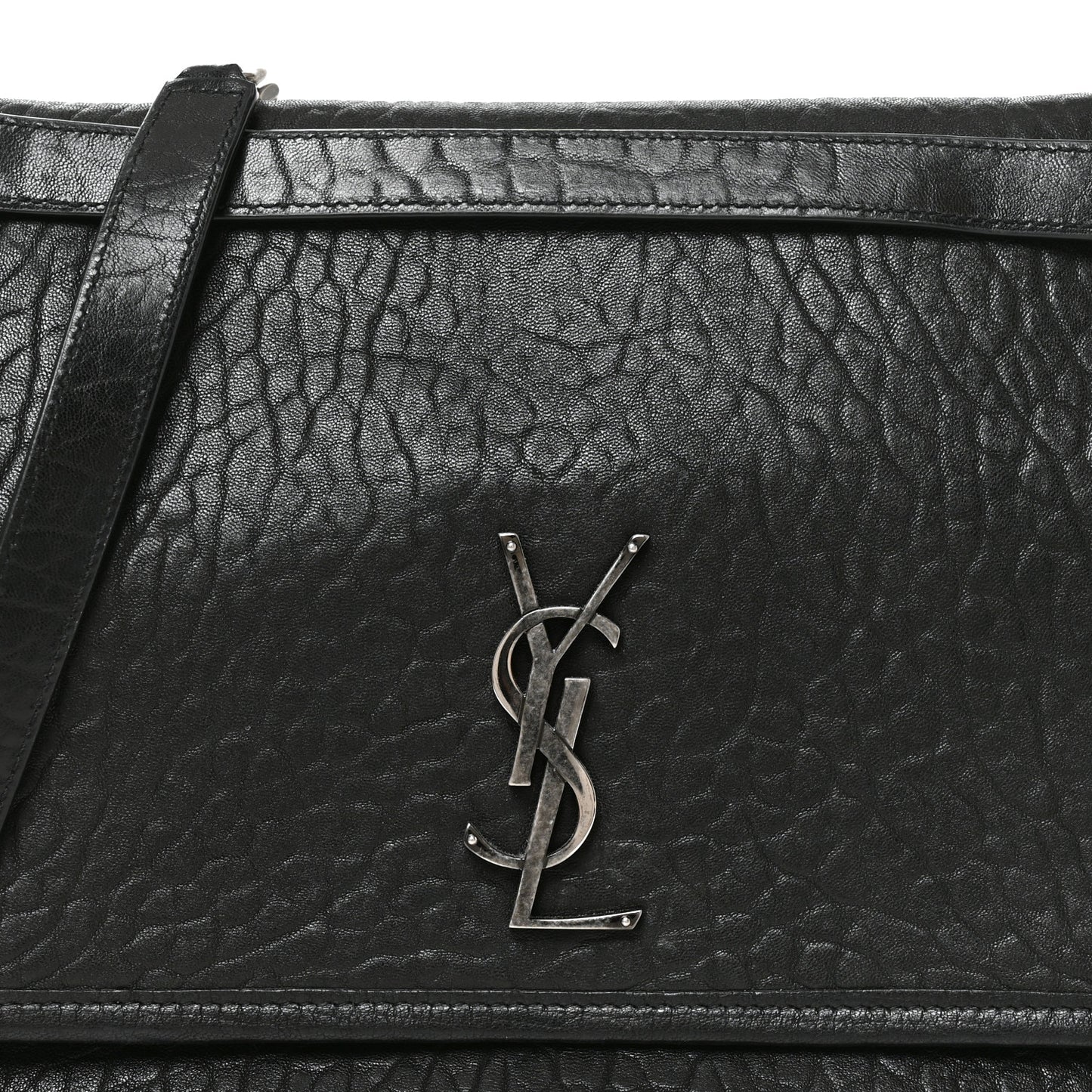 Grained Lambskin Monogram Large Niki Chain Satchel Black