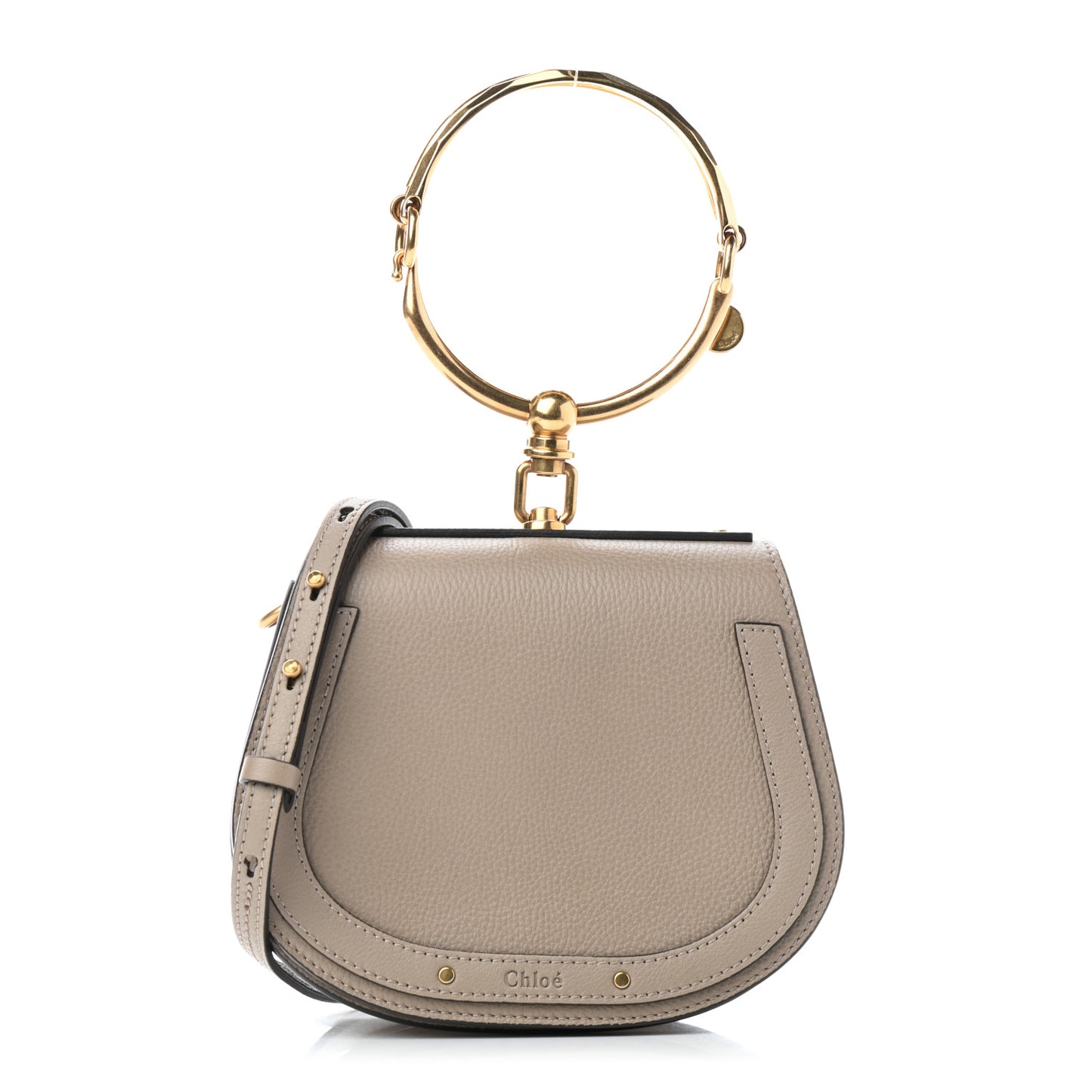 Calfskin Suede Small Nile Bracelet Bag Motty Grey