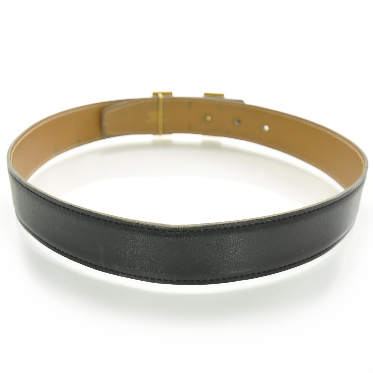 Hermes Leather Reversible H Belt Gold Black 65 2 of 6