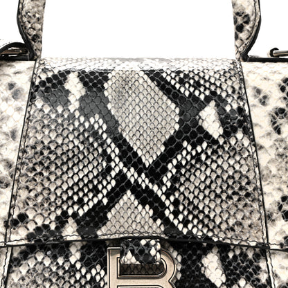 Balenciaga Calfskin Snake Effect Small Hourglass Top Handle Bag Black White 6 of 8