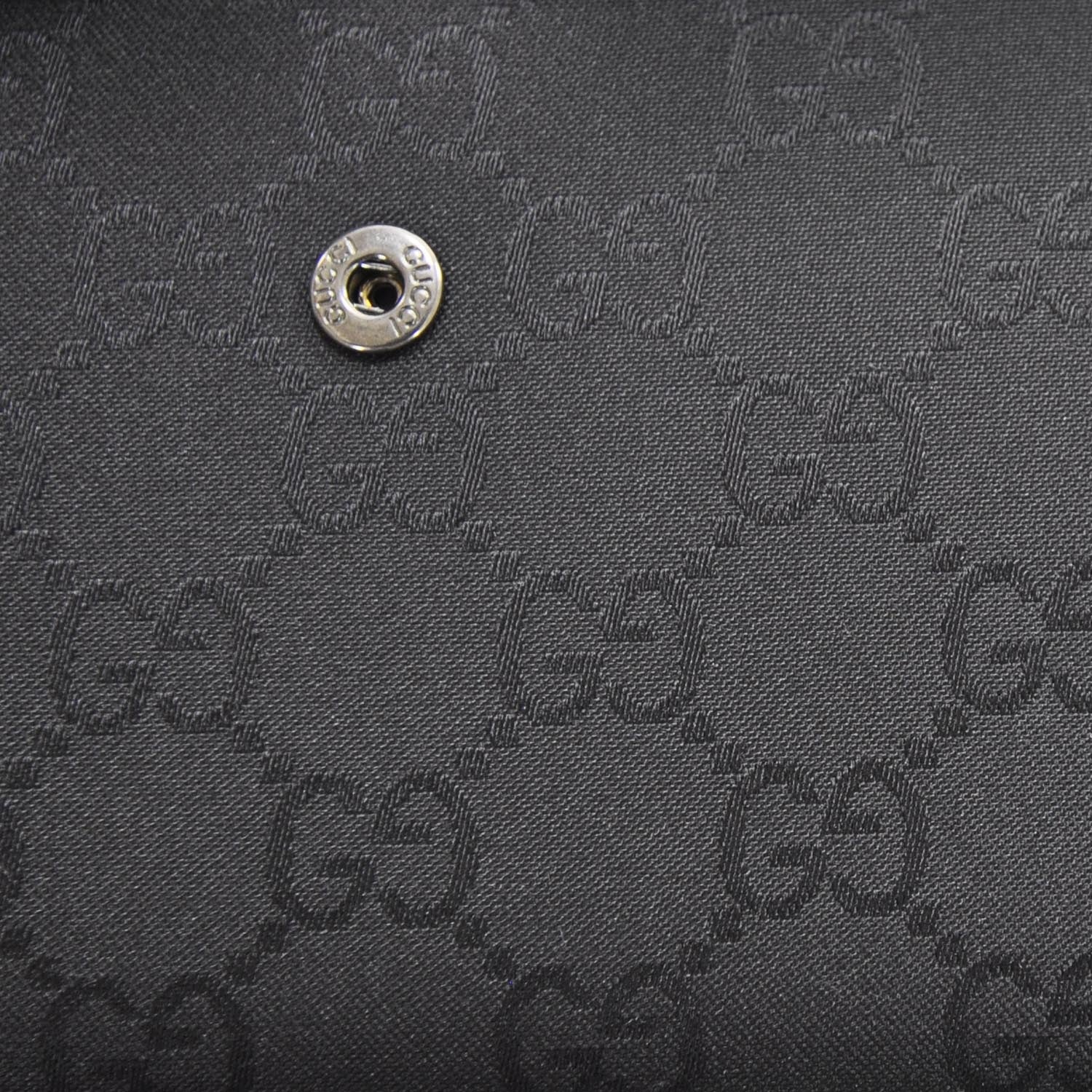 Gucci Monogram Nylon Leather Continental Wallet Black 8 of 8