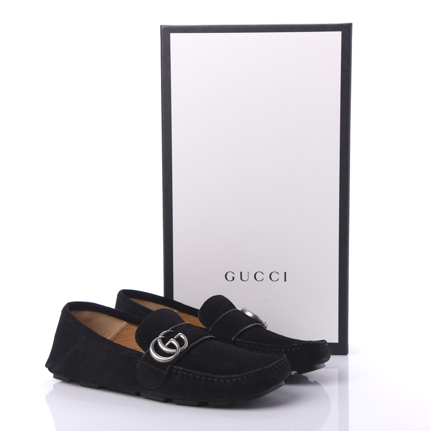 Gucci Suede Mens Driver Queen Loafers 5 Black 9 of 10