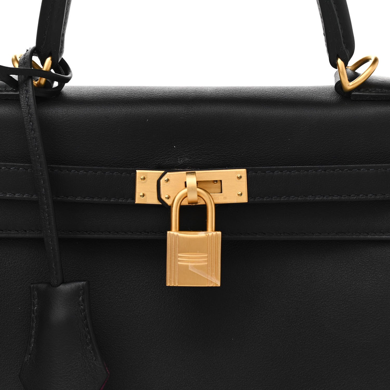 Hermes Swift Horseshoe Kelly Retourne 25 Black Rose Pourpre 8 of 11