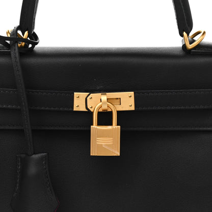 Hermes Swift Horseshoe Kelly Retourne 25 Black Rose Pourpre 8 of 11