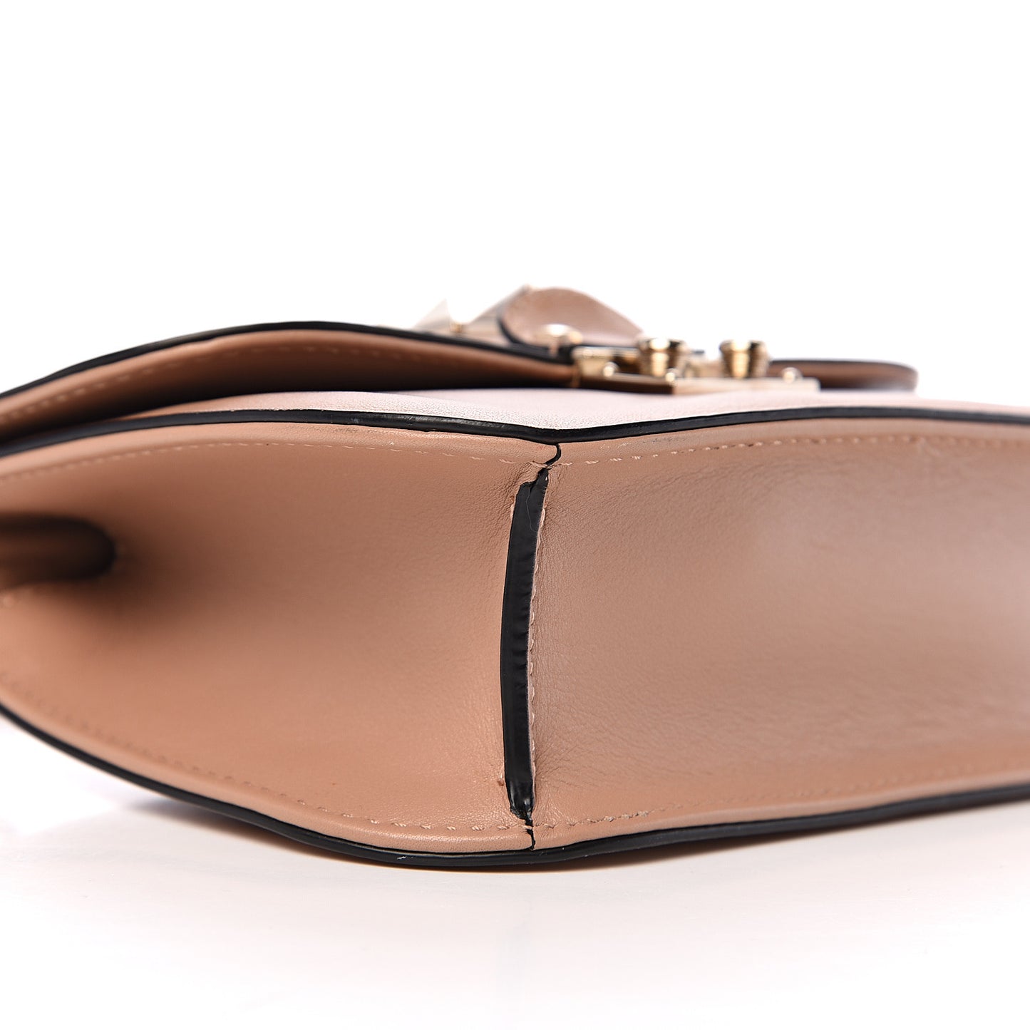 Vitello Small Glam Lock Rockstud Flap Soft Noisette