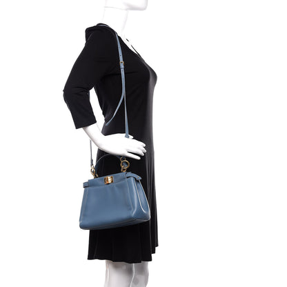 Fendi Nappa Mini Peekaboo Iconic Satchel Blue 3 of 10