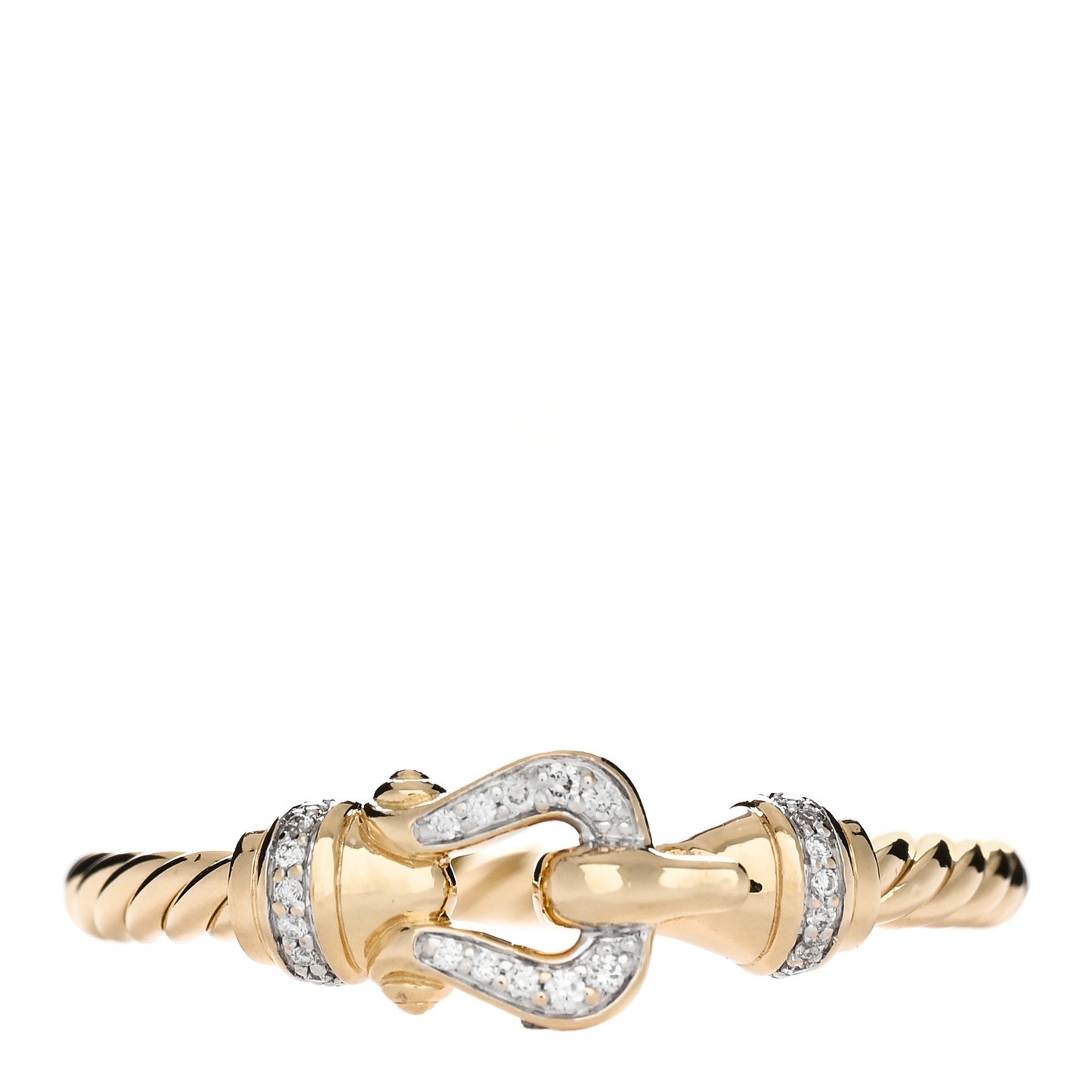 18K Yellow Gold Diamond Petite Buckle Cable Ring 55 7.25